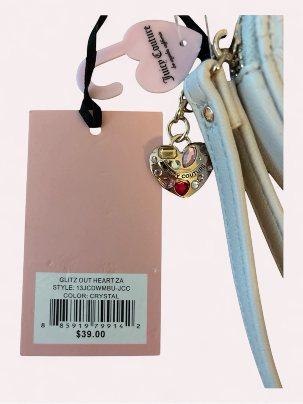 Juicy Couture Crystal Heart Charm Wristlet in Ivory - Picture 4 of 4